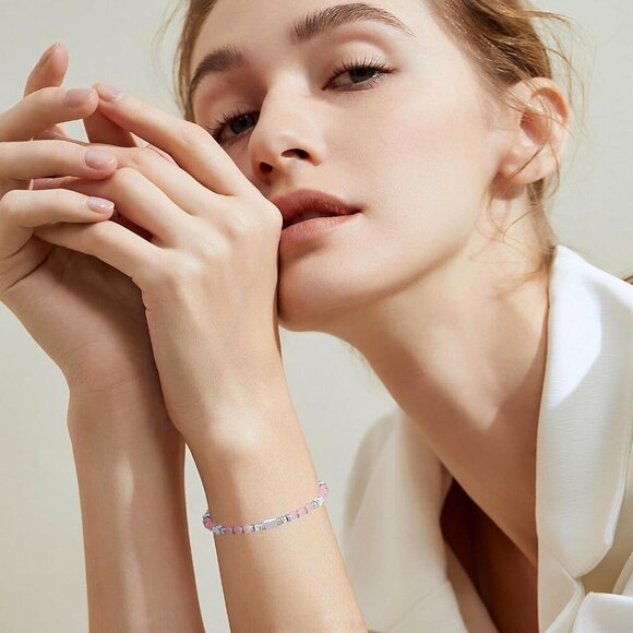 Silver & Pink Boho Beaded Bracelets for Women Trendy Jewelry Gifts for Lover - Picture 2 of 7